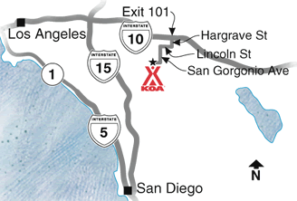 Map to Banning Stagecoach KOA