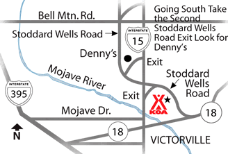 Map to Victorville/Inland Empire KOA